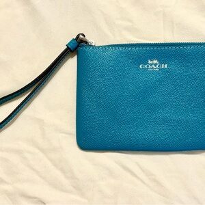 Coach teal blue Wristlet Clutch